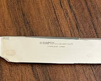 L49 - $275. Hampton Silversmiths Nobility Stainless Flatware. Service for 10 + extras. 73 Pieces total. 