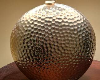 K2 - $25. Hammered Chrome Table Lamp. Measures 22" tall. Oval shade is in very good condition!