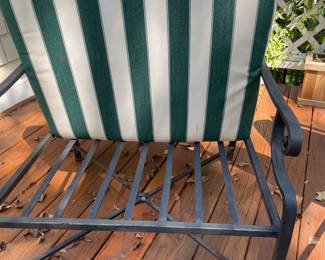 G11 - $150 PAIR of Brown Jordan Oversized Chairs with Cushions. Chairs are 28" wide x 29" deep x 32" tall. Floor to seat is 18" with cushion. They have been stored outside they are starting to have MINOR rusting / flaking. Solid brand so a little TLC will keep these going for years! Cushions have been stored indoors and are in excellent condition!