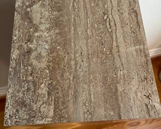 L22 - $75. Faux Travertine Laminate Pedestal. Measures 10" square x 36" tall. Excellent Condition - no chips, cracks, peeling noted. 