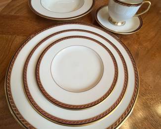 L44 - $525. Lenox "Monroe" China Set.  Service for 12 plus serving pieces. 