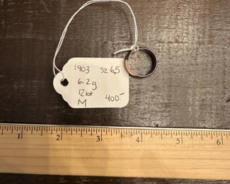 M9 - $400. 12kt Wedding Band. Size 6.5. Engraved June 1, 1903. 