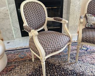 L7 - $225. Pair of Louis XVI Style Chairs. I believe they are Ethan Allen. Measures 23" x 19 x 37.75" tall. Excellent condition!