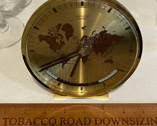 K14 - $45. Kienzle Quartz World Time Zone Brass Table Clock. Made in Germany. Measures 5.5" tall. 