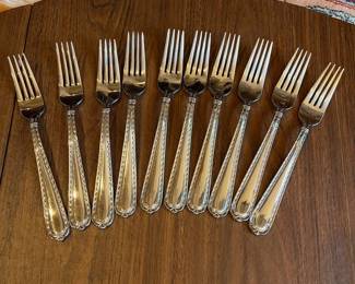 L49 - $275. Hampton Silversmiths Nobility Stainless Flatware. Service for 10 + extras. 73 Pieces total. 