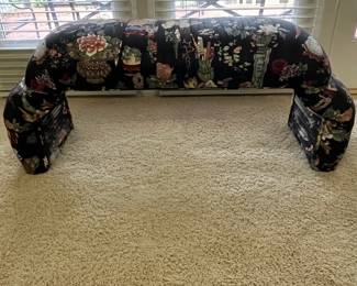 K29 - $75. Upholstered Bench with 2 Matching Pillows. Measures 46" x 14.5" x 19.5" tall. 