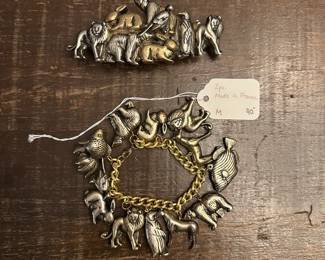 M3 - $40. Made in France Hair Clip & Bracelet with animals. 