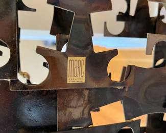 L45 - $750. Marc Weinstein 3D Brutalist Metal Sculpture. Has Original Sticker. It can be hung horizontally or vertically. Measures 47" x 16".