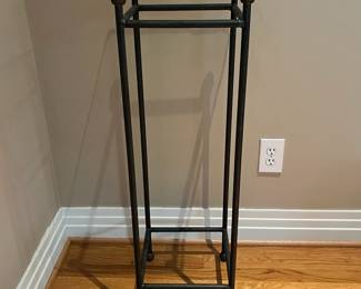L18 - $80. Contemporary Modern Glass and Iron Pedestal / Display Stand. Measures 14" square x 36.25" tall. Very sturdy!