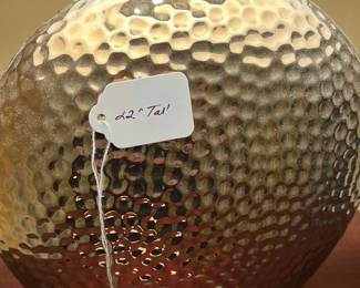 K2 - $25. Hammered Chrome Table Lamp. Measures 22" tall. Oval shade is in very good condition!