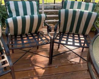 G9 - $400. Brown Jordan Table with 4 Chairs. Table is 49" round x 29" tall. Chairs are 22" wide x 20" deep x 35" tall. Floor to seat is 19" with cushion. Table and chairs are all sturdy but there is starting to be MINOR rusting / flaking. Solid brand so a little TLC will keep these going for years! Cushions have been stored indoors and are in excellent condition!
