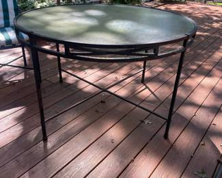 G9 - $400. Brown Jordan Table with 4 Chairs. Table is 49" round x 29" tall. Chairs are 22" wide x 20" deep x 35" tall. Floor to seat is 19" with cushion. Table and chairs are all sturdy but there is starting to be MINOR rusting / flaking. Solid brand so a little TLC will keep these going for years! Cushions have been stored indoors and are in excellent condition!