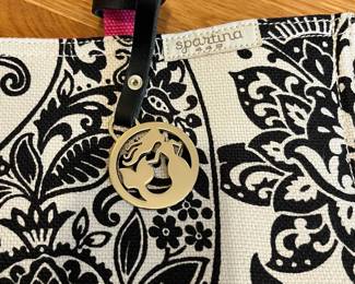 K27 - $30. Spartina 449 Black and Cream Paisley Market Tote. Measures 17" x 4.5" x 12". 