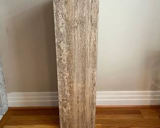 L22 - $75. Faux Travertine Laminate Pedestal. Measures 10" square x 36" tall. Excellent Condition - no chips, cracks, peeling noted. 