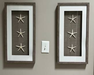 K33 - $30 Pair. Coastal Starfish on Burlap Wall Art. Measures 12.5" x 24.25". 
