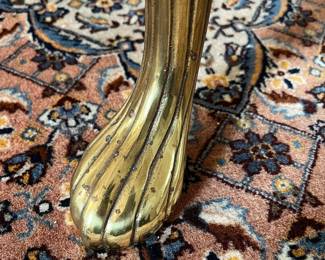 L26 - $650. Brass and Glass Coffee Table. 1970's Hollywood Regency P.E. Guerin Style. Measures 41" square x 17" tall. Excellent condition!