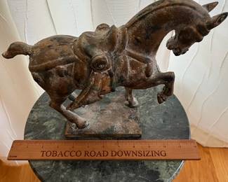 K13 - $45. Vintage Bronze  Toyo Japan Tang Dynasty War Horse. Measures 11" x 9" x 4". Approx. 7lbs