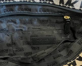 K23 - $30. Michael Kors Canvas Tote. Measures 14.75" x 4.75" x 9" tall. 