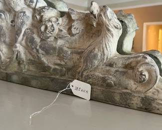 L23 - $75. Vintage Plaster Cherub Decor. Can sit or has wire and is mounted to hang. Measures 38.5" long x 11.5" tall.