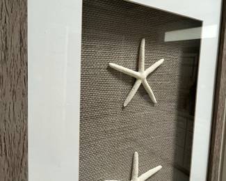 K33 - $30 Pair. Coastal Starfish on Burlap Wall Art. Measures 12.5" x 24.25". 