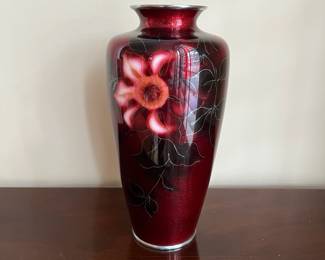 L33 - $35. Japanese Ando Red Pigeon Blood Vase. Measures 9.25" tall. 