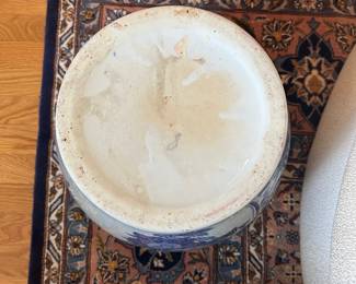 L9 - $35. Large Asian Blue and White Porcelain Planter. Measures 14" x 11.25" tall. 