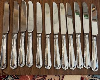 L49 - $275. Hampton Silversmiths Nobility Stainless Flatware. Service for 10 + extras. 73 Pieces total. 