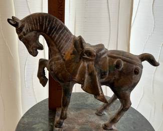 K13 - $45. Vintage Bronze  Toyo Japan Tang Dynasty War Horse. Measures 11" x 9" x 4". Approx. 7lbs