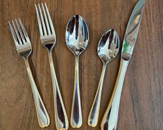 L50 - $185. Gorham Golden Ribbon Edge Stainless Flatware. Almost complete service for 12. Gently used. 