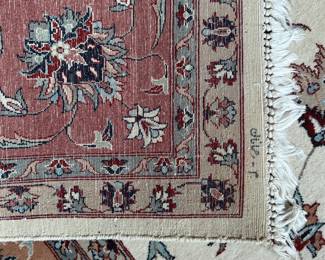 L55 - $400.  "Karachi Keshan" Wool Area Rug from Pakistan. Does have sun fading around the edges - not under the table but all edges. Measures 9'2" x 12'7". Purchased for $5300. 