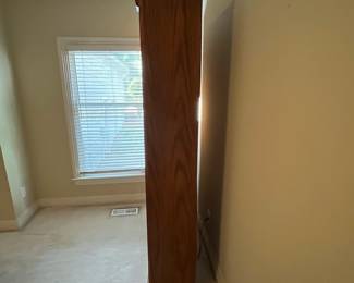 G5 - $150. Lighted Display Case / Bookshelf. Measures 48" x 15" x 84" tall. Center shelf is fixed the 8 other shelves are wood framed with glass inserts. All are adjustable. 