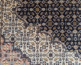 L2 - $1,500 . Large Wool Rug from Pakistan. Hand Woven. Navy / Rose Colors. Measures 109" x 148". There is no tag on the underside that we can find but we do have the original receipt showing it was purchased in 1990. Originally $10,950 -  purchased on sale for $6,000. Excellent Condition - no issues noted.