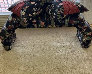 K29 - $75. Upholstered Bench with 2 Matching Pillows. Measures 46" x 14.5" x 19.5" tall. 
