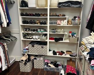 You must come to shop clothes/shoes. We can't hold these items.  Most clothes / shoes are $2 each. Ladies Large / XL. 