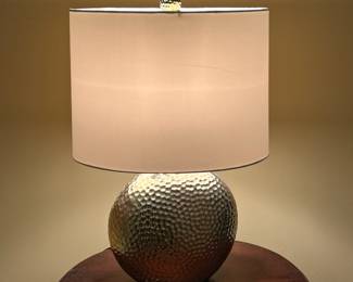 K2 - $25. Hammered Chrome Table Lamp. Measures 22" tall. Oval shade is in very good condition!