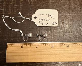 M12 - $225. 14kt & Pearl Stud Screw Back Earrings. 
