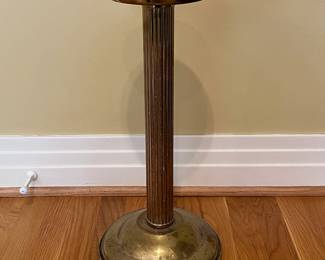 K5 - $40. Brass Pedestal Plant Stand. Measures 20" tall. Base is 9.5" wide. Top Can hold 6.25" planter.  