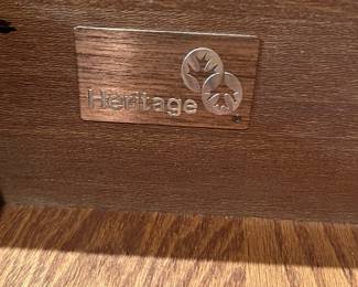 L14 - $500. Drexel Heritage Dynasty Collection Burled Walnut Buffet. Measures 68" x 19" x 32.25" tall. Left side opens to single adjustable shelf. Right side has 2 drawers on the top, 1 for flatware, and storage on the bottom. Overall excellent condition!