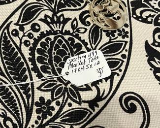 K27 - $30. Spartina 449 Black and Cream Paisley Market Tote. Measures 17" x 4.5" x 12". 