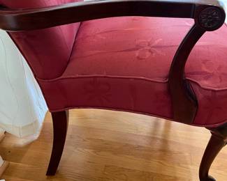 K9 - $175 PAIR of Century Chair Company, Hickory NC, Queen Anne Arm Chairs. Measures 26" x 19.5" x 37" tall. Solid Frames and very comfortable. They have been in front of windows and may have some sun fading but overall very nice chairs!
