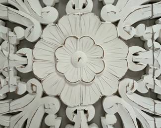 K32 - $45. Large 3 Panel Wood Wall Art. Measures 41" x 30.5" all together. Each Panel Measures 13.5" x 30.5".  