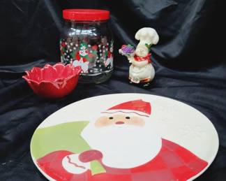 Ceramic and Glass Christmas Decor Lot of 4