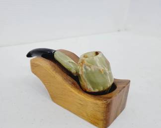 Carved Stone Pipe with Stand