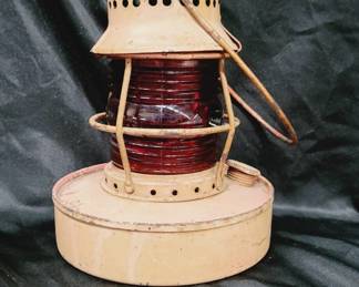 	Vtg Handlan Railroad Lantern Red Glass