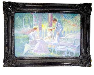 	Afternoon Tea in Garden by S. Farez Oil Painting
