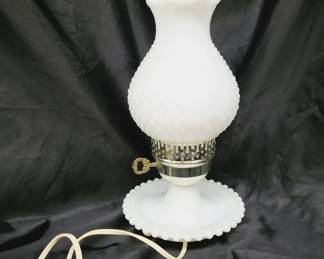 Hobnail Milk Glass Lamp