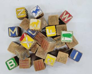 	Vintage Wooden Blocks Lot of 28
