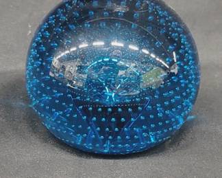 Cobalt Blue Glass Art Orb