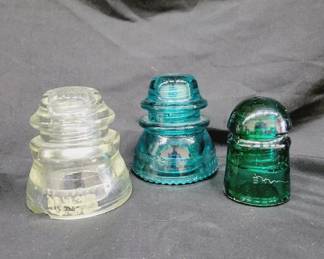 Glass Insulators Lot of 3