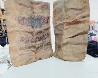 Vtg Burlap Bags Lot of 2